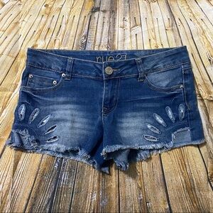 Rue21 Laser Cut Fringe Jean Denim Shorts